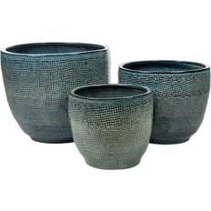 Pots, Plants & Cultivation Romimex Set of Planters Romimex Blue Porcelain Pieces