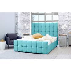 Turquoise Bed Frames Simply Eleganza Capri Plush 4 Thick Bed Frame Cubed Headboard