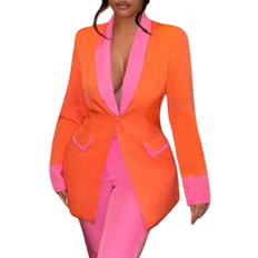 Lined Blazers Shein SXY Two Tone Single Button Blazer