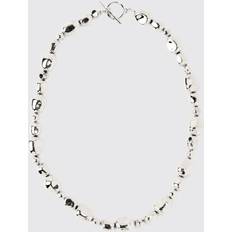 Zwart Kettingen boohooMAN Metallic Pearl Necklace - Charcoal