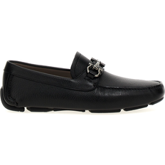 Men - Slip-On Loafers Ferragamo Driver with Gancini Ornament - Black