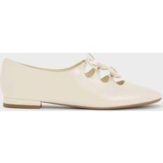Charles & Keith Dorri Patent Triple-Bow Ballet Flats Chalk