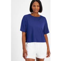 Macy's Clothing Macy's Id Ideology Women's Relaxed-Fit Short-Sleeve T-Shirt, Created for Tartan Blue