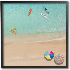 Stupell Beachgoers Aerial View Black Framed Art 24x24"