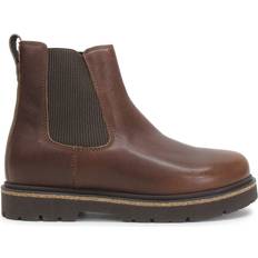 Birkenstock Slip-On Boots Birkenstock Highwood Slip On Mid Natural Leather Unisex Chelsea Boots Chocolate Women Men x