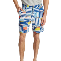 Nautica 8.5" Striped Sailboat Print Linen Short - Windsurf Blue