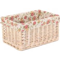 Red Baskets RED HAMPER Wicker White Wash Garden Rose Lined Basket