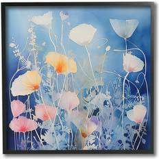 Stupell Industries Tranquil Blue Poppies Black Framed Art 12x12"