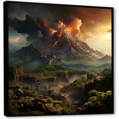 Design Art Volcano Volcanic Wilderness II Black Framed Art 36x36"