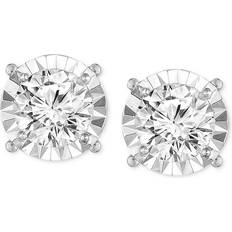 White Gold - Women Earrings TruMiracle Stud Earrings - White Gold/Diamond