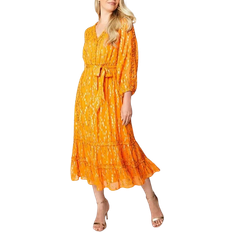 Midi Dresses - Ruffles Wallis Metallic Ruffle Tiered Midi Dress - Orange