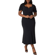 Coast Sweetheart Neck Twist Front Midi Pencil Dress Plus Size - Black