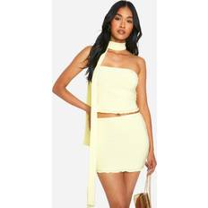 Short Skirts - Yellow boohoo Womens Lettuce Hem Mini Skirt Yellow