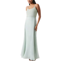 Coast Pearl Embellished Cowl Neck Georgette Bridesmaids Dress - Sage