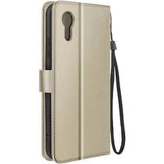 Avizar case for galaxy xcover 7 wallet flip case and video stand, gold