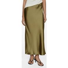 Mango Satin Skirts Mango Women's Midi Satin Skirt Green
