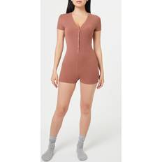 Forever 21 Women Jumpsuits & Overalls Forever 21 Women's Ribbed Knit Lounge Romper in Brown