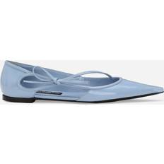 Dolce & Gabbana Ballerinas Dolce & Gabbana Polished Calfskin Ballet Flats Woman Collection Light Blue Leather