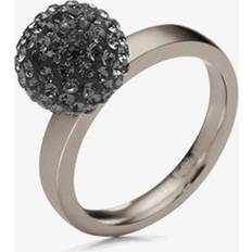Silver Plated Black Crystal Ball Ring 5045.2965