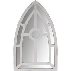 Simplie Fun Arched Window Pane Wooden Wall Mirror