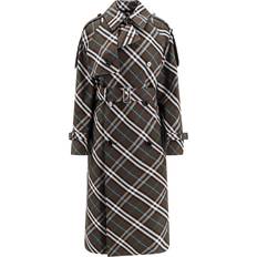 Burberry Dam Kappor & Rockar Burberry Bomull Trenchcoat Elegant Stil - Svart