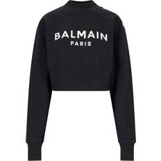 Sweaters Balmain Logo Cotton Crop Sweatshirt