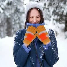 Orange Gloves & Mittens Vanlofe Sold by: VAN LOFE, VANLOFE Winter Orange Gloves Knitted USB rechargeable heated gloves Gloves Outdoor gloves Warm Gloves for Skiing and Cycling