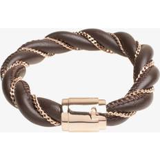 Esprit Rose Gold Plated Silver Chain Brown Leather Bracelet ELBR91320B195