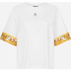 Dolce & Gabbana Women Tops Dolce & Gabbana Jersey T-shirt with Contrast Sleeve White