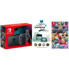 Nintendo Switch Gray Console with Mario Kart 8 Deluxe Game and MightySkins Custom Code Bundle