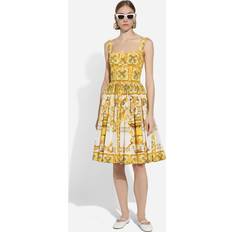 Amarillo - Vestido midi Vestidos Dolce & Gabbana Maiolica Midikleid Aus Bedruckter Gelb