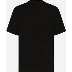 Dolce & Gabbana Brown Tops Dolce & Gabbana Cotton T-shirt With Leather Breast Pocket And Logo Man T-shirts And Polos Black