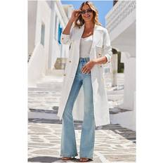 Sosandar Womens Ivory Longline Belted Trench Coat White