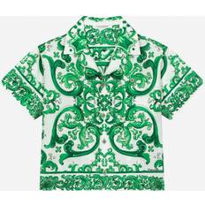 Dolce & Gabbana Green Shirts Dolce & Gabbana Twill Shirt With Green Majolica Print Man Shirts Print