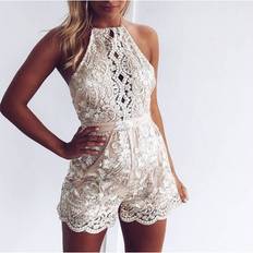 2018 Elegant Jumpsuit Enteritos Mujer Real Europe And The High-quality Wire Lace Sling With Inverted Bursts Pants Black One