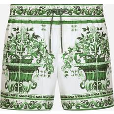 Dolce & Gabbana Green Clothing Dolce & Gabbana Swim Shorts With Majolica Print Man Beachwear Print