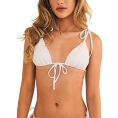 White Bikini Tops Ellie Tie Front Triangle Bikini Top - White