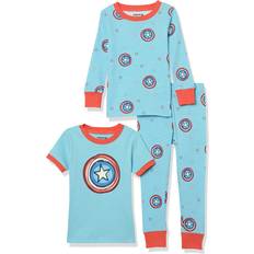 Marvel Nightwear Children's Clothing Amazon Essentials Disney Star Wars Princess Toddler Girls' Snug-fit Cotton Pajamas, 3-Piece Marvel Shield Set, 4T