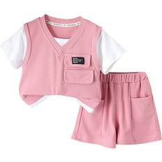 Other Sets Aompmsdx Sold by: JiaYaojia Store, Boys Outfits Set Kids Boys Clothes Two Piece Pullover Crewneck T Shirt Shorts 2Pcs Outfits Set Pink Months-24 Months