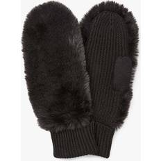 Black Mittens Kate Spade Faux Fur Mitten, Black One Size