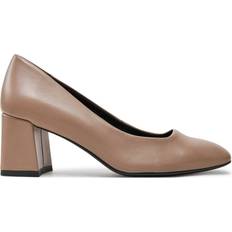 Tamaris Pumps Aus Leder Mit Blockabsatz - Taupe