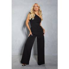 Cropped Jumpsuits & Overalls Misspap One Shoulder Structured Asymmetric Jumpsuit Black