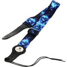 Fazley POLY GR-04 Graphic Guitar Strap Blue Flame Skulls