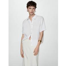 XXS Bluser Mango Women's Linen 100% Shirt White