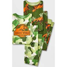 Dinosaurs Pajamases Children's Clothing Jurassic World Boys' Dinosaur 4pc Long Sleeve Cotton Snug Fit Pajama Set Green