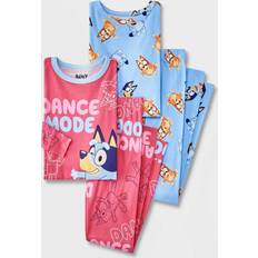 Children's Clothing Bluey Girls' 4pc Long Sleeve Cotton Snug Fit Pajama Set Pink/Blue