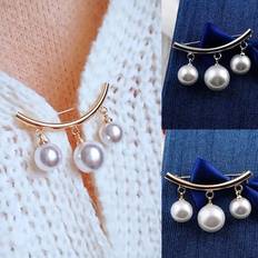 Silver - Women Brooches Shein Japanese And Korean Style Elegant Clasp Brooch With Faux Pearl Decor For Womens Clothing