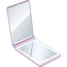 Purple Makeup Mirrors Impressions Vanity TouchUp 2.0 LED Compact Mirror with Magnification, Ultra Slim Bifold Wire Free Lighted Travel Makeup Mirror with Adjustable Brightness, and Touch Sensor Lilac