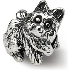 Children Charms & Pendants Kevin Jewelers Dog kids bead .925 sterling silver antique finish reflection beads White 1.35