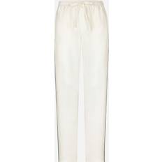 Silk Trousers Dolce & Gabbana Silk jogging pants with embroidery white